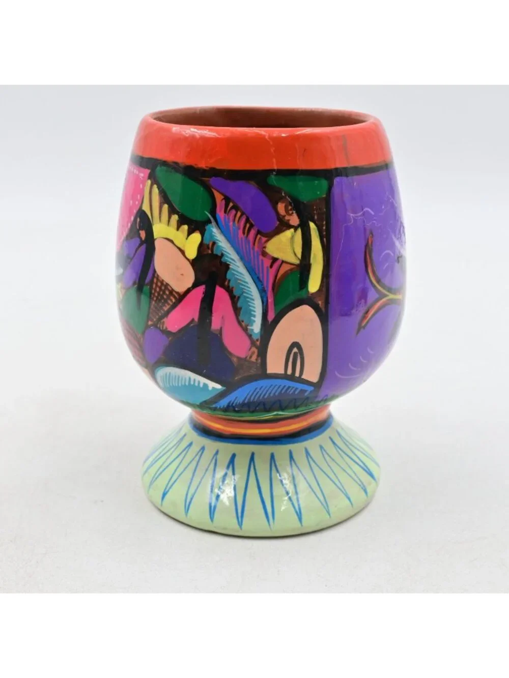 Terracotta Mexican Folk Art Pottery Planter/Vase 5